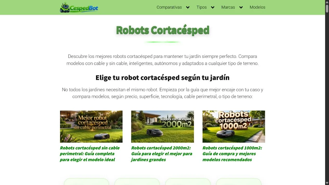 Guías y comparativas de robots cortacésped en CespedBot.com