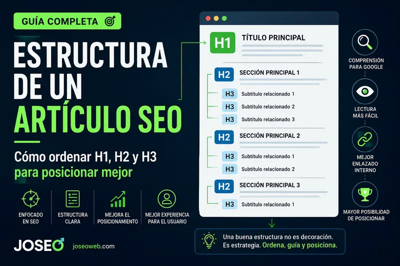 Estructura de un artículo SEO con H1, H2 y H3